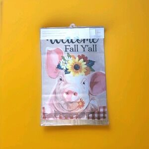 Meadow Creek Premium Outdoor Garden Flag 12.5 X 18 Welcome Fall Y'all Pig Autumn